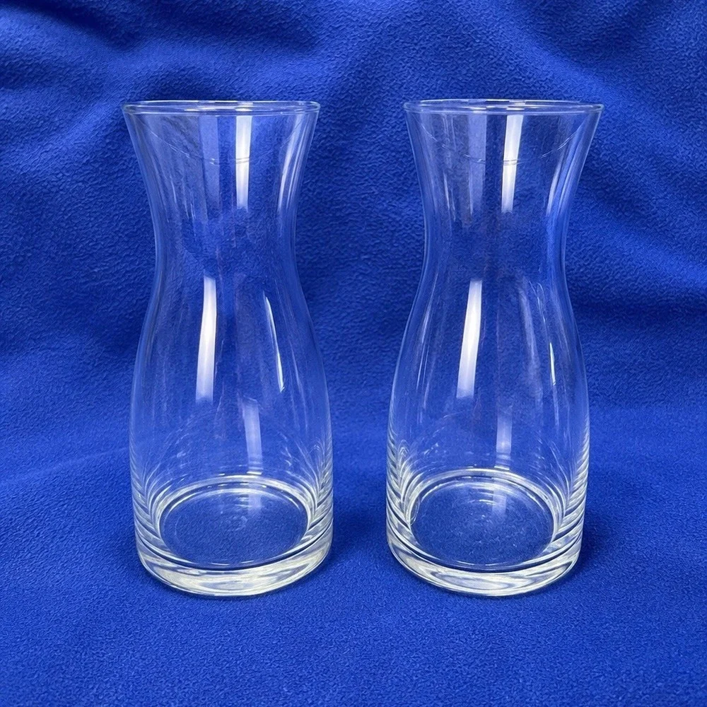 Glass Vase Set 2 6.5in Hourglass Carafe Wedding Decor‎ Floral Arrangement Decor